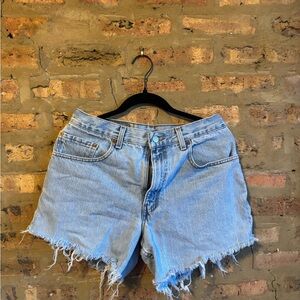 Levi's Light Blue Frayed Jean Shorts